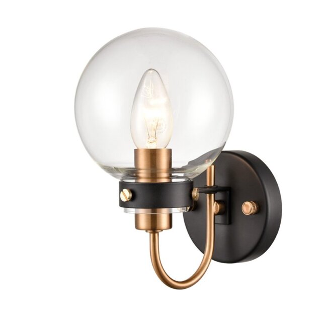 Franklite FL2441-1 Equinox 1 Light Wall Light In Matt Black And Antique Gold Finish
