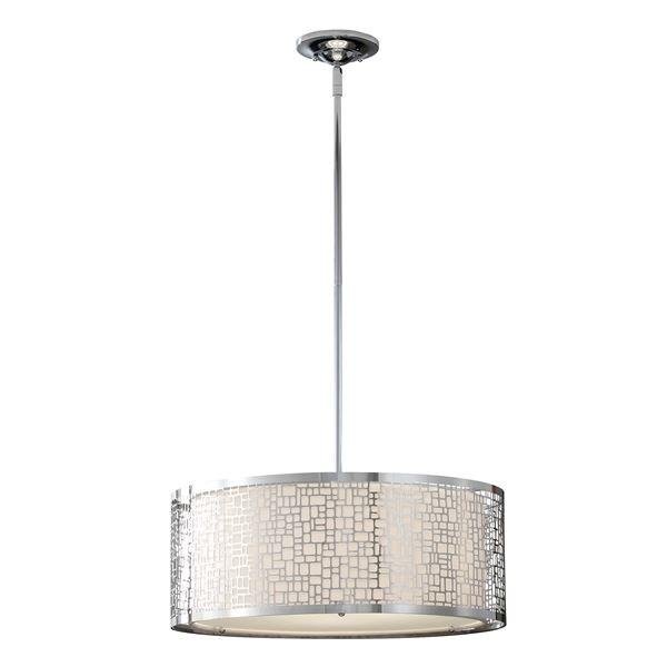 FE/JOPLIN/3P Joplin Chrome Large 3 Light Pendant with Cut Metal Shade