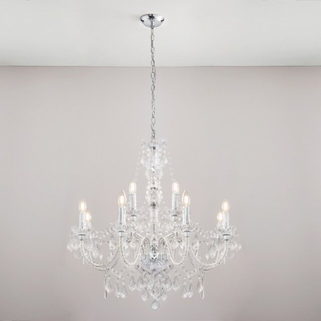 Endon 308-8+4CL 12 Light Chandelier In Clear Acrylic