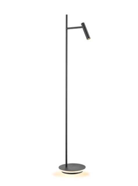 Leo Floor Lamp In Black Finish With Reading Light And Illumination Around The Base S247