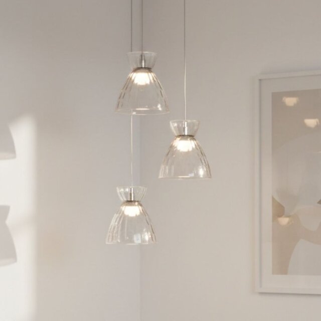 Firstlight 6842CHCL Royale LED 3 Light Cluster Ceiling Light In Chrome With Clear Ribbed Glass