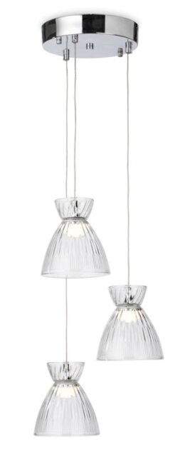 Firstlight 6842CHCL Royale LED 3 Light Cluster Ceiling Light In Chrome With Clear Ribbed Glass