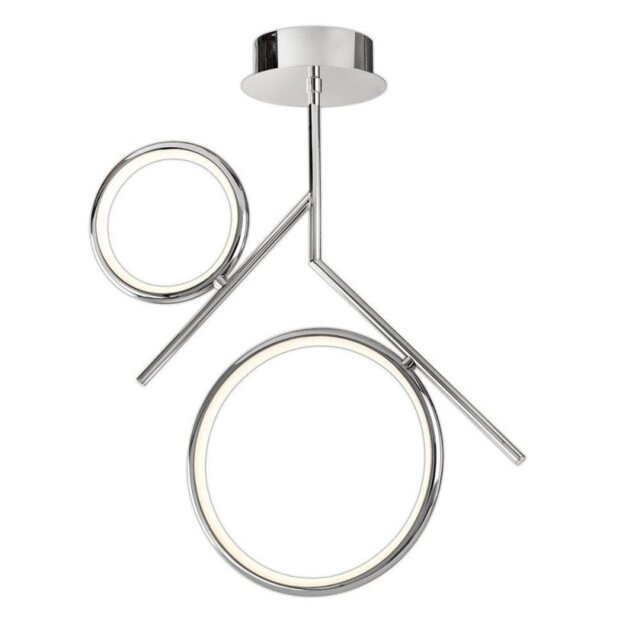 Mantra M6592 Olimpia CH 30 Watt Semi Flush Ceiling Light In Polished Chrome/Opal White - L: 530mm