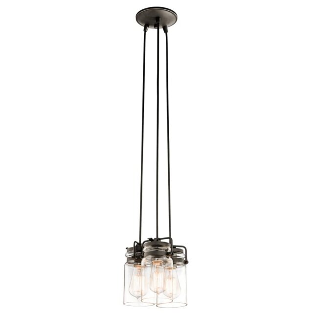 KL/BRINLEY3 OZ Brinley 3 Light Bronze Vintage Cluster Ceiling Pendant Light