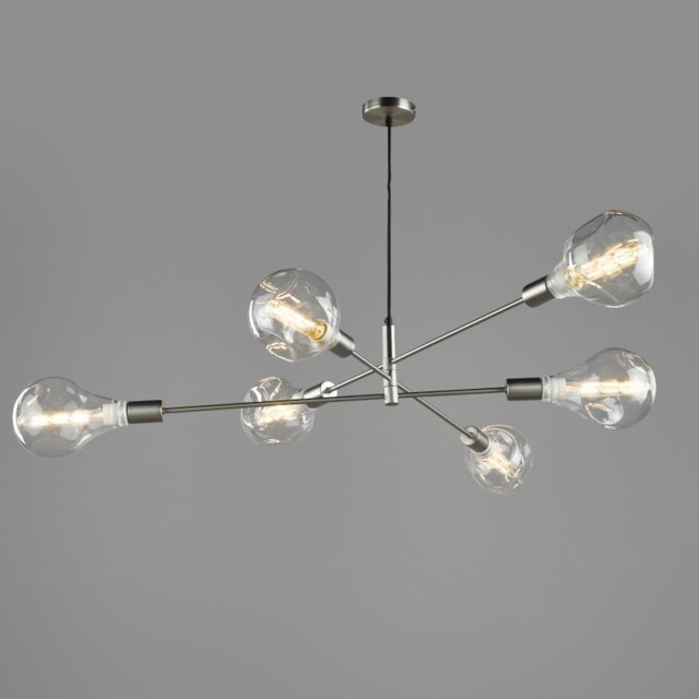 Dar ALA0646 Alana 6 Light Ceiling Pendant Light In Satin Chrome