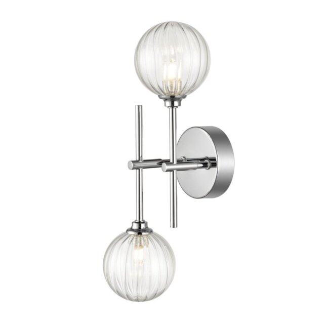 Franklite Abstraction Bathroom 2 Light Wall / Ceiling Light In Chrome With Ribbed Glass FL2464-2