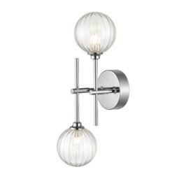 Franklite Abstraction Bathroom 2 Light Wall / Ceiling Light In Chrome With Ribbed Glass FL2464-2