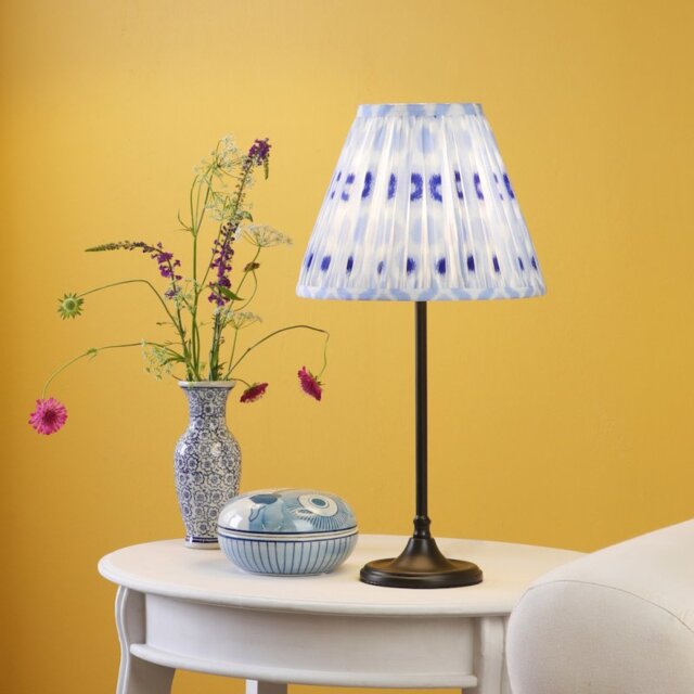 Dar Lighting Padme Table Lamp In Matt Black Finish With Blue Shade