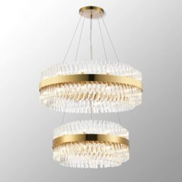 Hampton 2 Tier Ceiling Pendant Light In Brass Finish With Clear Glass 60+80cm