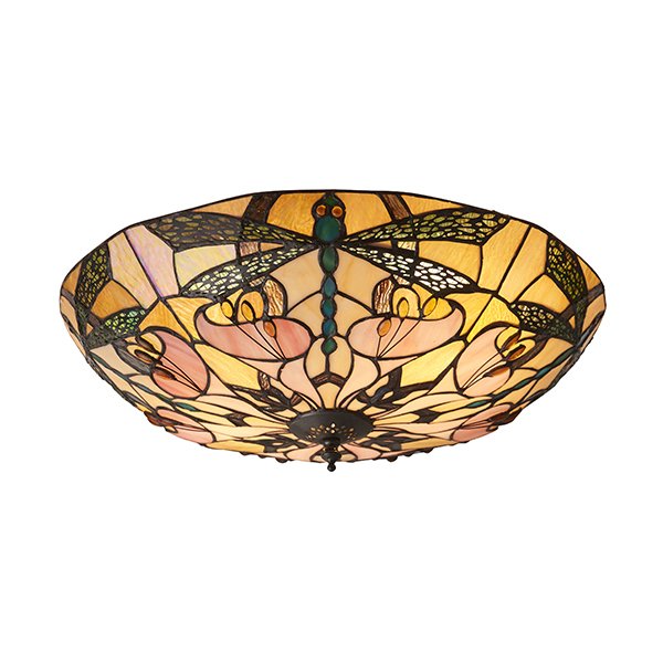 Interiors 1900 63922 Ashton Tiffany Large 2 Light Flush Ceiling Light In Bronze