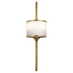 KL/MONA/S NBR Mona 2 Light Wall Light In Natural Brass - Height: 559mm