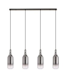 Glenn 4 Light Linear Ceiling Pendant Light in a Black Chrome With Smoked Glass