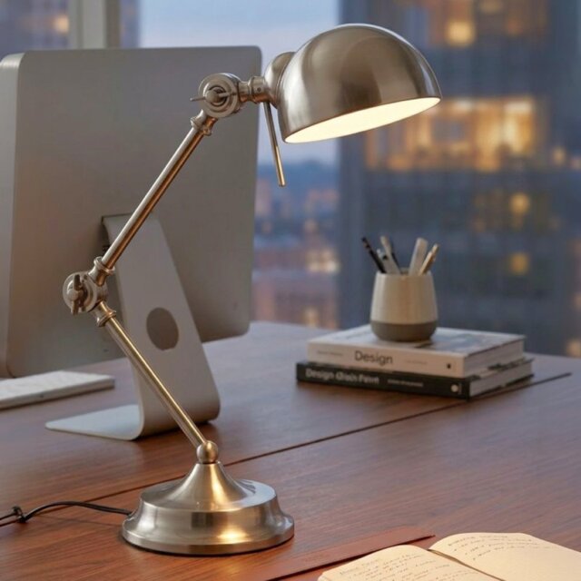 Firstlight 2305BS Beau Adjustable Table Lamp in Brushed Steel