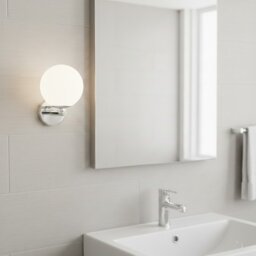 Firstlight 6870CH Splash Wall Light In Chrome With Opal White Glass IP44