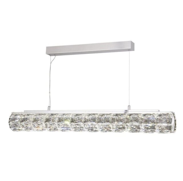 Searchlight 5861CC Remy Linear Ceiling Pendant Light In Chrome And Crystal Glass