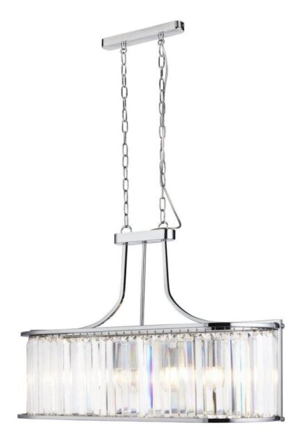 Searchlight 8095-5CC Victoria 5 Light Ceiling Pendant In Chrome And Crystal Glass - Dia: 300mm