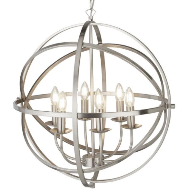 Searchlight 2476-6SS Orbit Six Light Ceiling Pendant Light In Satin Silver