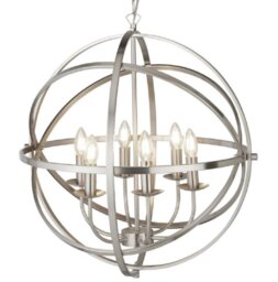 Searchlight 2476-6SS Orbit Six Light Ceiling Pendant Light In Satin Silver