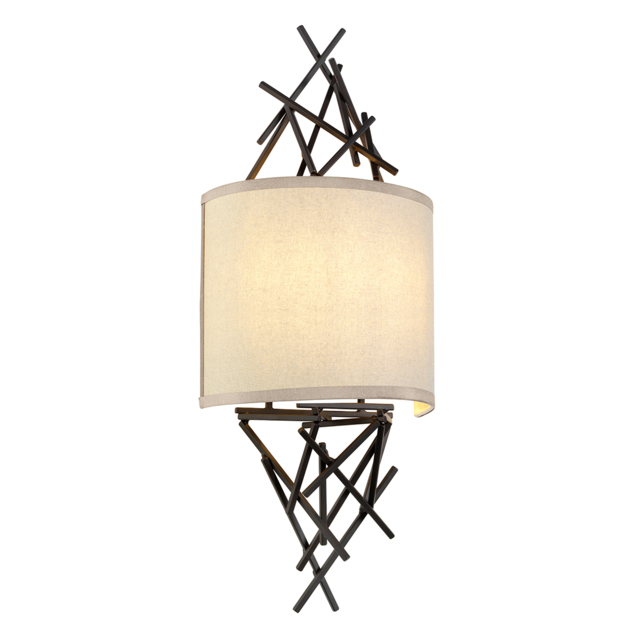 Elstead TAIKO2 Taiko 2 Light Wall Light In Old Bronze With Oatmeal Linen Shade