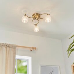 Endon BOYER-3AB 3 Light Antique Brass Semi Flush Ceiling Light