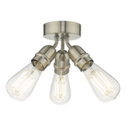 Dar Wisebuys Yao 3 Light Flush Ceiling Light In Satin Nickel Finish