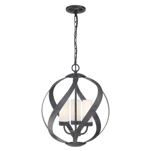Quintiesse QN-BLACKSMITH-3P-OBK Blacksmith 3 Light Outdoor Chandelier In Old Black Finish