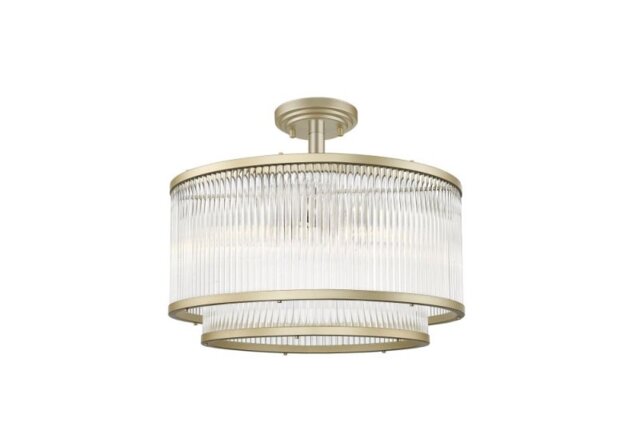 Impex Antigua 5 Light Semi Flush Ceiling Light In Matt Gold Finish