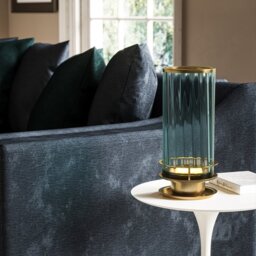 Quintiesse QN-ARNO-GREEN-AB Arno Table Lamp In Aged Brass With Green Tinted Glass