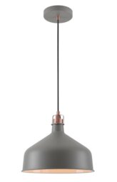 Ryde 1 Light Medium Ceiling Pendant In Sand Grey, Copper And White - Dia: 300mm