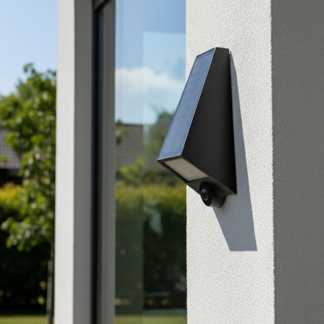 Firstlight 6812BK Augusta LED Solar Wall Light with PIR In Black Finish