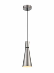 Franklite PCH233 Happy 1 Light Ceiling Pendant Light In Satin Nickel Finish