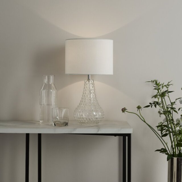Dar Lighting Kristina Clear Glass Table Lamp With Shade KRI4208
