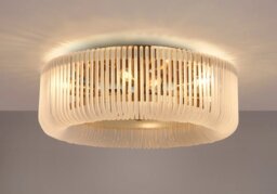 Verne 60 cm Round Flush Ceiling Light In Brass Finish With Frosted Glass