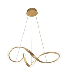Ashton Large LED Ceiling Pendant In Sand Gold And Opal White - Length: 960mm