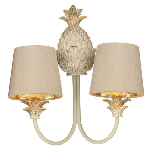 David Hunt Lighting CAB0912+MUR0701-GD Cabana 2 Light Wall Light In Cream/Gold With Shades