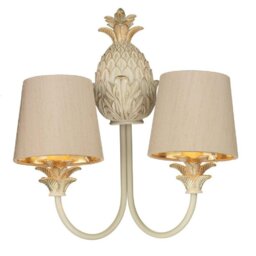 David Hunt Lighting CAB0912+MUR0701-GD Cabana 2 Light Wall Light In Cream/Gold With Shades