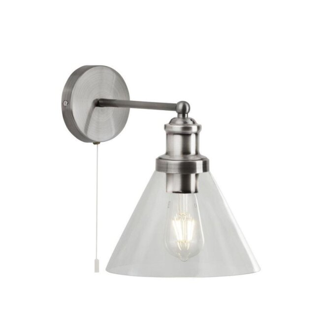 Searchlight 1277SS Pyramid 1 Light Wall Light In Satin Silver