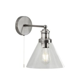 Searchlight 1277SS Pyramid 1 Light Wall Light In Satin Silver