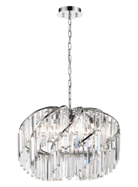 Franklite Pirouette 12 Light Ceiling Pendant Light In Chrome With Crystal Glass FL2412-12