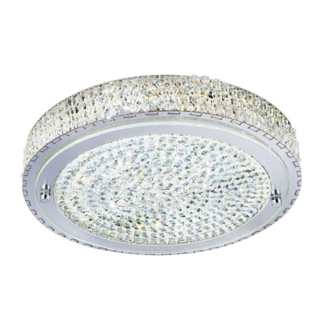 Searchlight 2714CC Flush Ceiling Light In Chrome With Glass And Crystal Detail