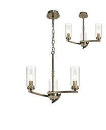 Benz 3 Light Semi Flush Ceiling Light In Antique Brass With Clear Glass