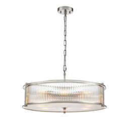 Franklite Sloane 8 Light Ceiling Light In Polished Nickel With Ribbed And Frosted Glass FL2505-8