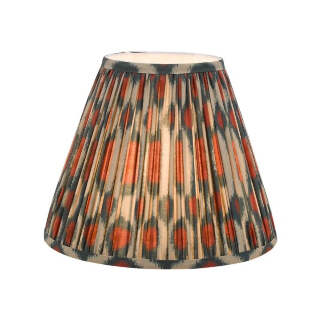 Dar Lighting Ikat Red And Green Cotton Tapered Drum Shade 30cm