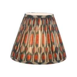 Dar Lighting Ikat Red And Green Cotton Tapered Drum Shade 30cm