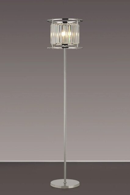 Crown Floor Lamp In Polished Nickel Finish With Clear Crystal Glass