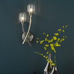 Dar Lighting Zonda 2 Light Wall Light In Brushed Nickel With Crystal Glass