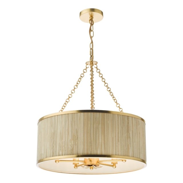 Dar Lighting Fenella 5 Light Ceiling Pendant Light In Gold Leaf Finish