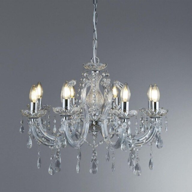 Searchlight 399-8 Marie Therese 8 Light Chandelier Ceiling Light In Polished Chrome.