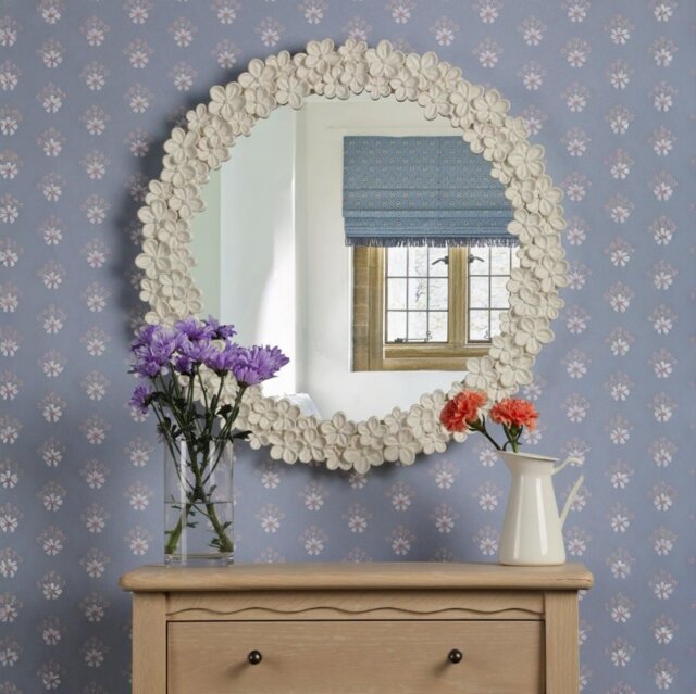 Laura Ashley Romsey Mirror In Matt White Finish 65cm LA3756770-Q