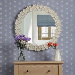 Laura Ashley Romsey Mirror In Matt White Finish 65cm LA3756770-Q